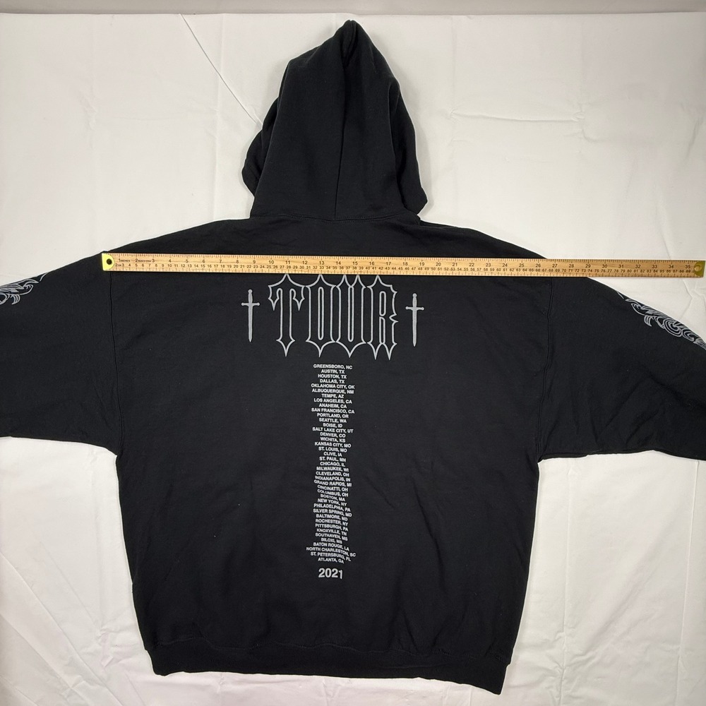 The Thread Shop 2021 Tour Hoodie Black Greek Letter Sleeve Graphic Mens 2X - Picture 6 of 6
